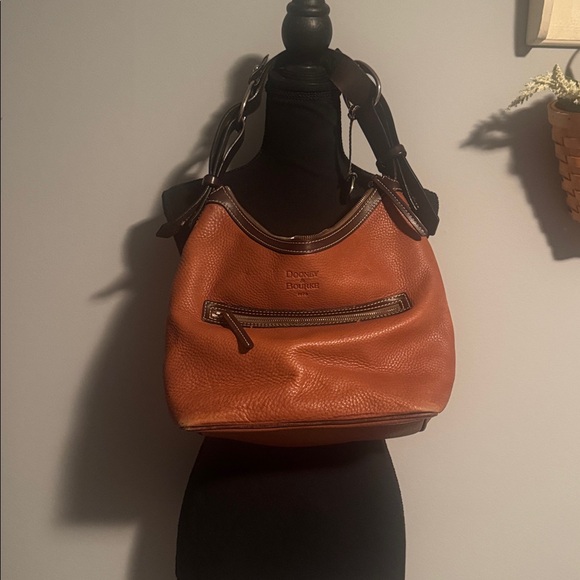 Dooney & Bourke Handbags - Dooney & Bourke Embossed Logo Pebbled Leather Shoulder Bag - Brown